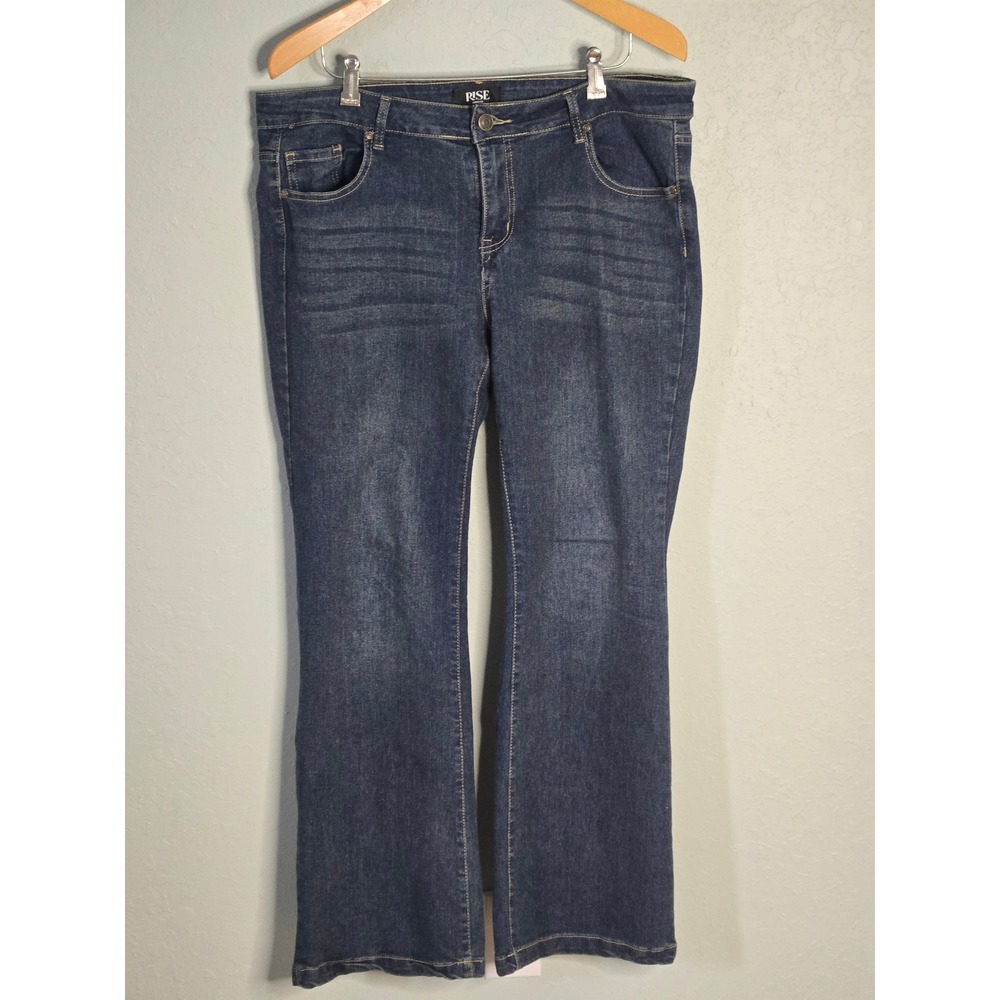 Rise Supply Co Womens Bootcut Jeans Size 15 Junior Dark Wash Flap Pocket Stretch